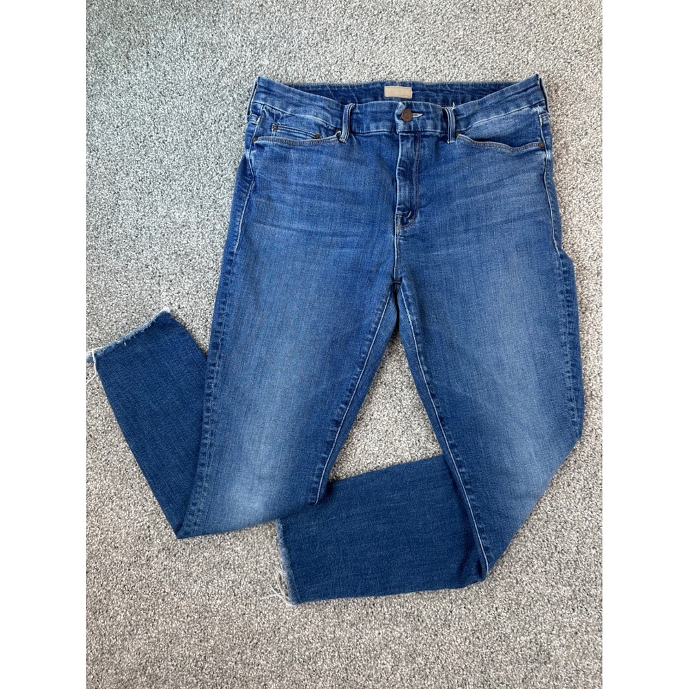 Mother The Looker Ankle Fray Skinny Jeans Right Of Passage Blue Size 32